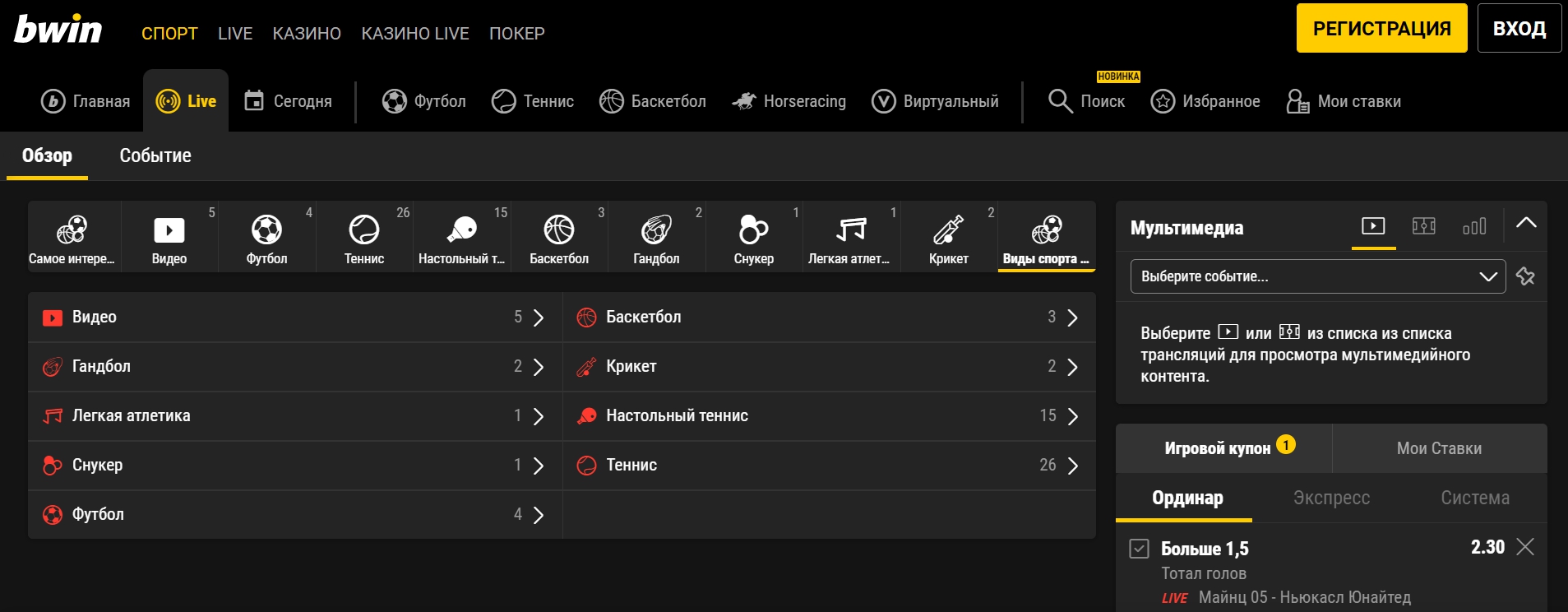 Как заключить пари на киберспорт в Bwin