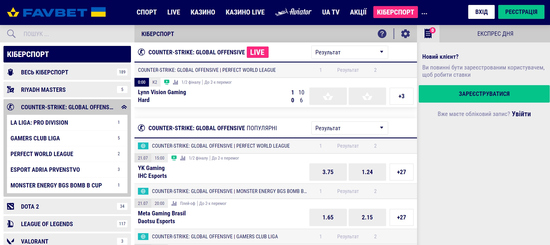 ТОП дисциплин для ставок в БК ФавБет