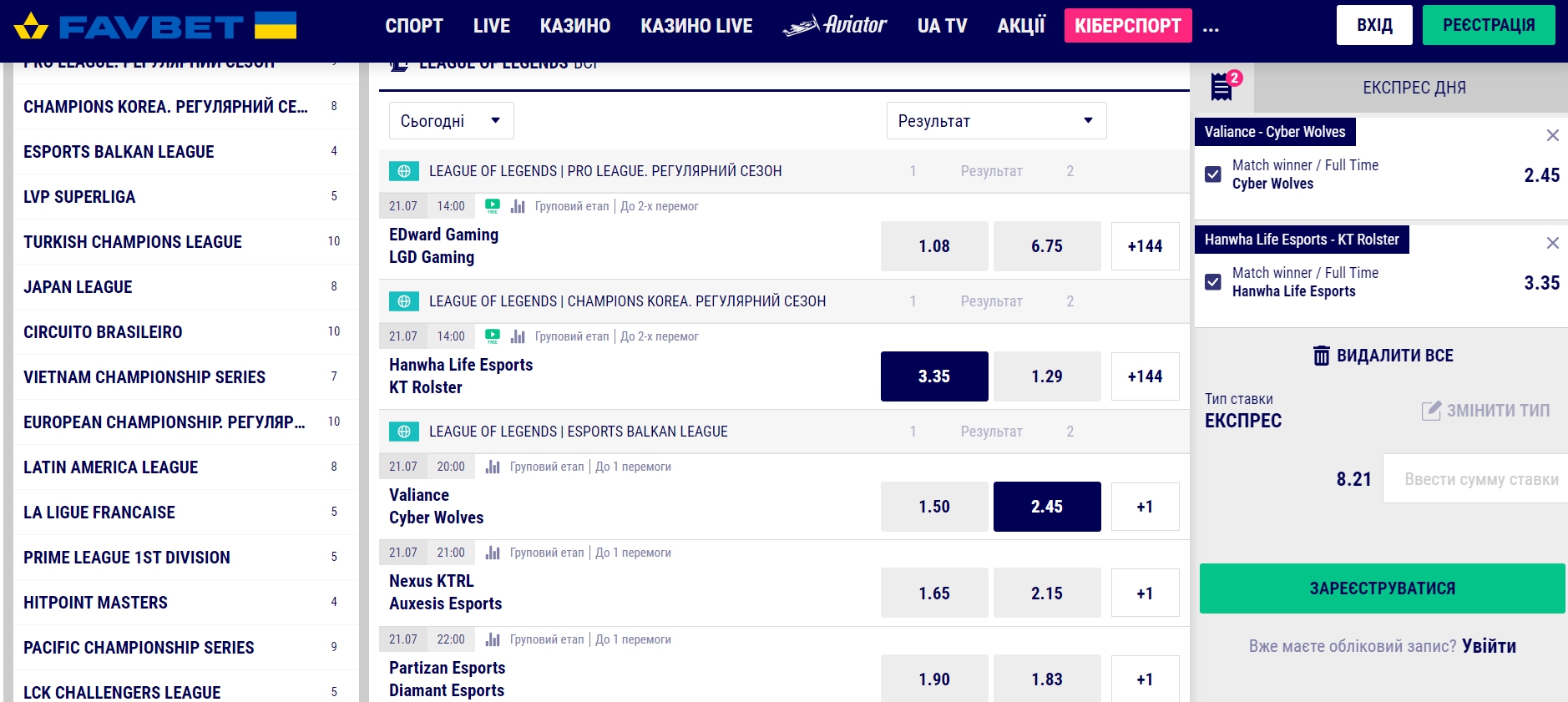 Как сделать ставку на киберспорт в FavBet