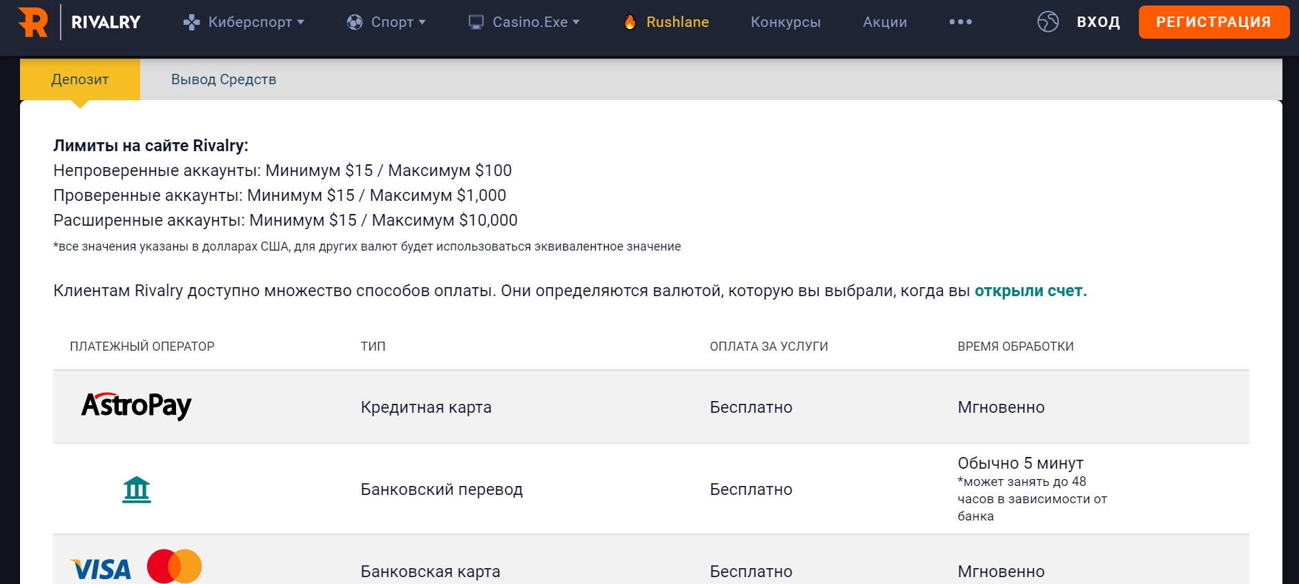 Пополнение и вывод денег