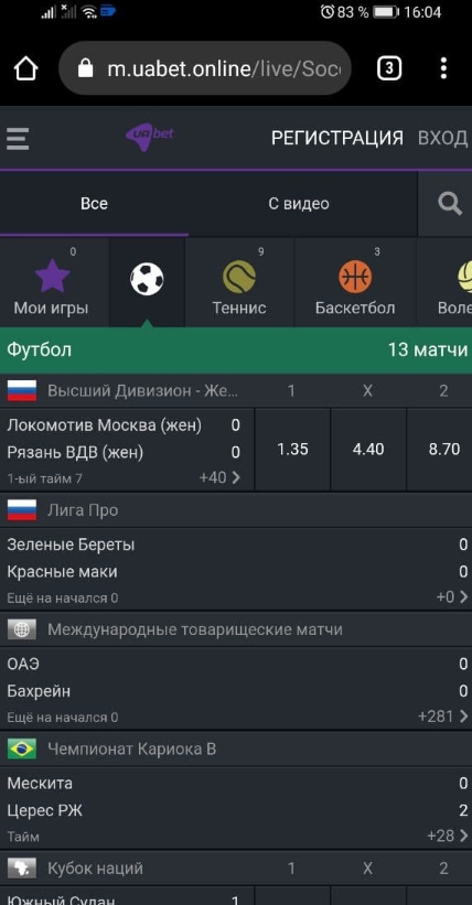 Кибер-ставки в мобильной версии Uabet