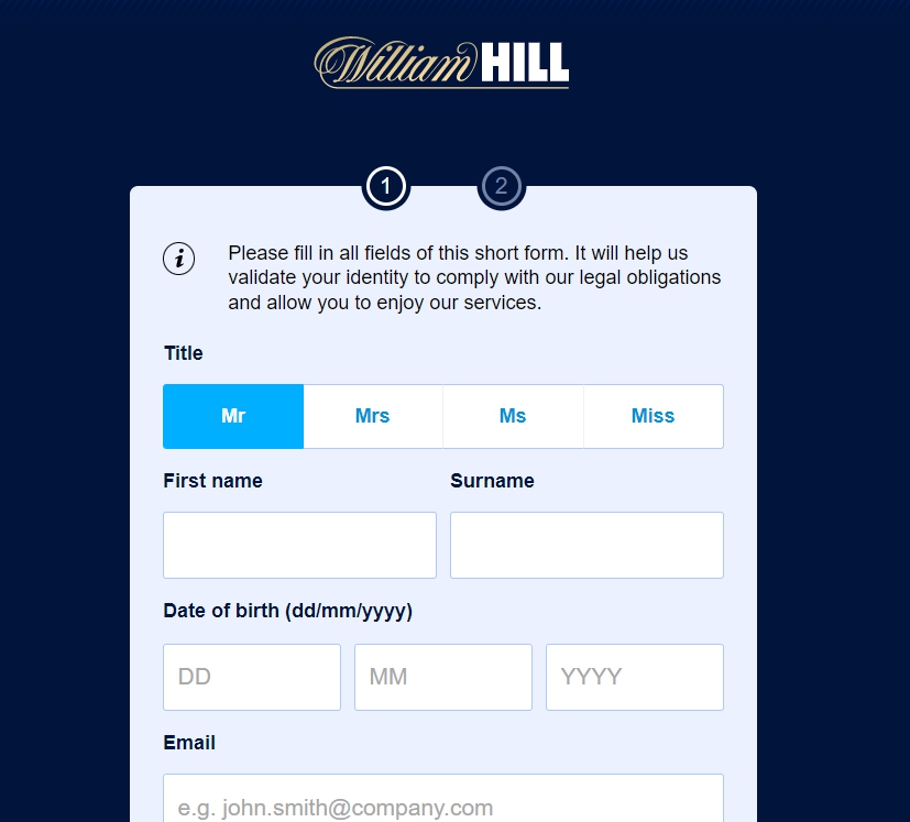 Как пройти регистрацию на сайте William Hill