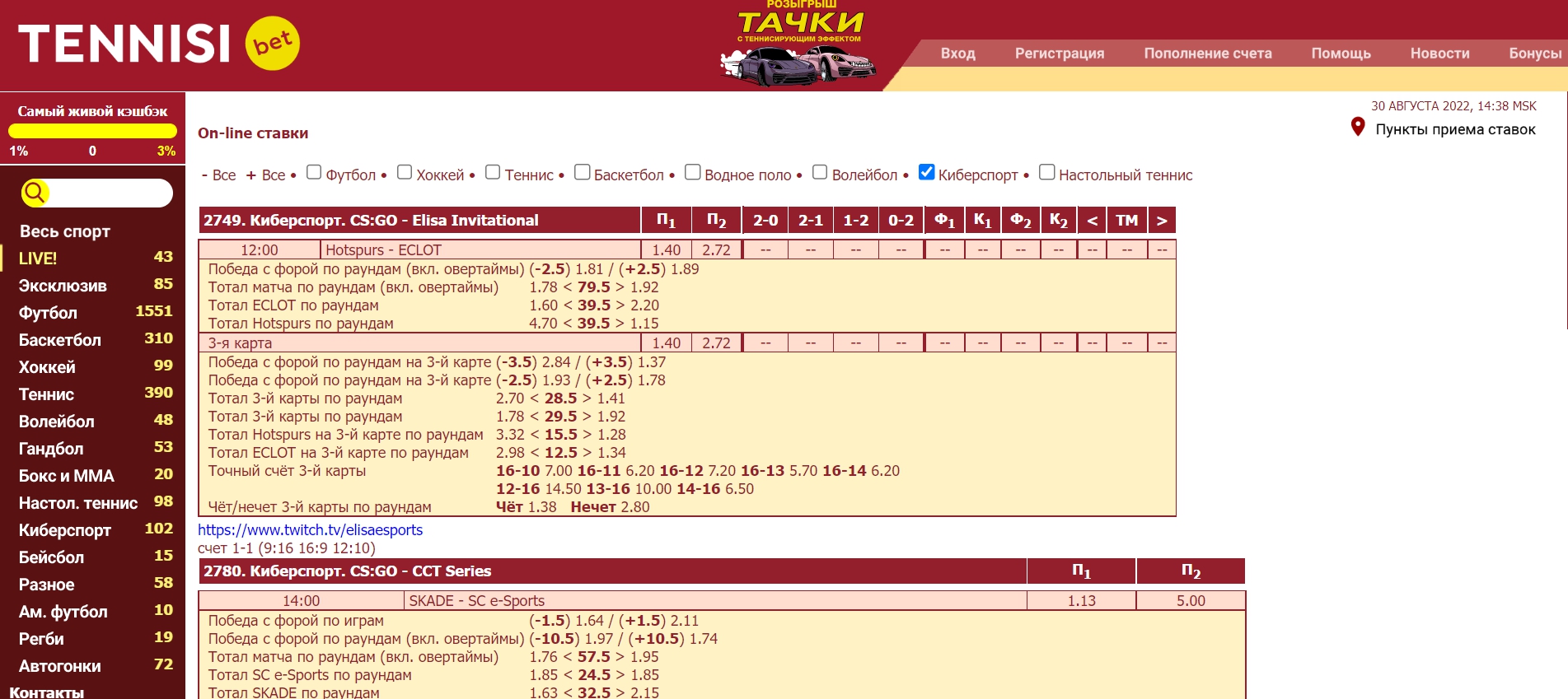 Оценка сервиса ставок в лайв-режиме Оценка сервиса ставок в лайв-режиме