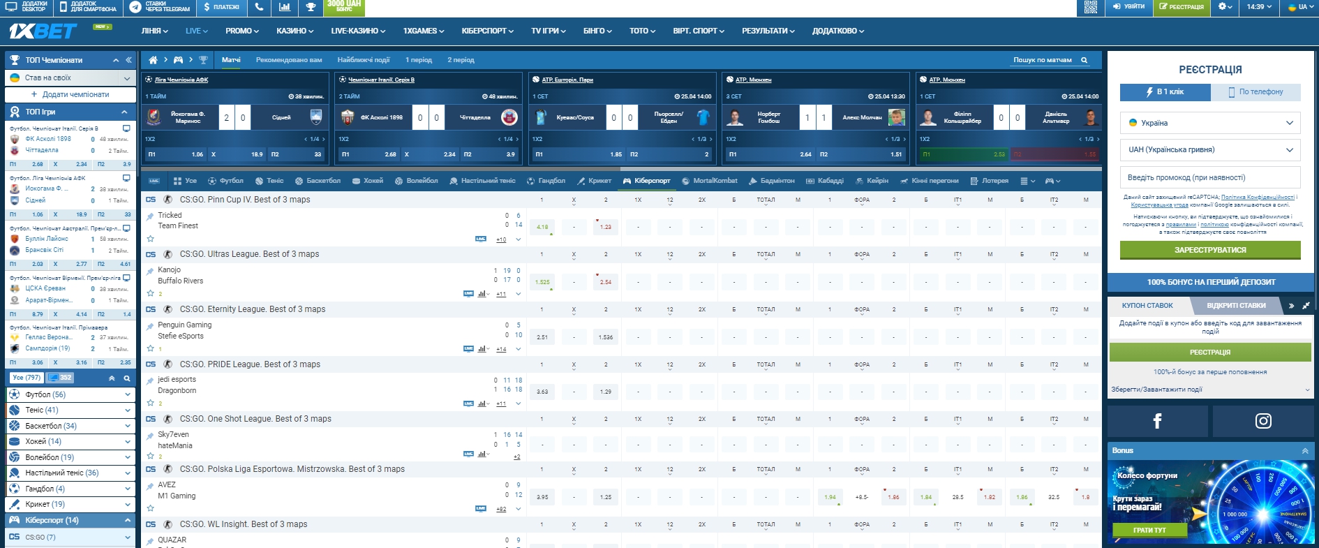 Ставки на киберспорт в Украине